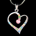 ~Rainbow Love Heart made with Swarovski Crystal Valentine's Day Necklace Jewelry