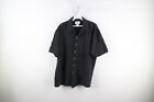 Vintage 90s Streetwear Mens Medium Faded Ribbed Knit Collared Button Shirt Black