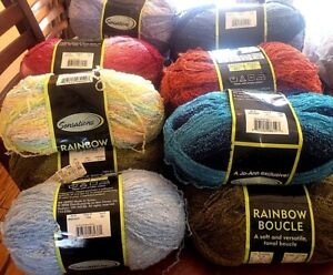 Sensations Jo-Ann Rainbow Boucle yarn - many colors, 11 oz