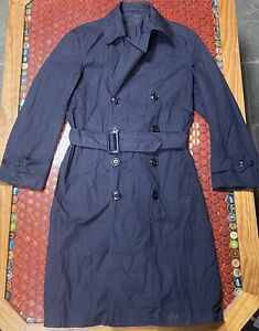 Vintage Military Navy Blue Trench Coat No Line Sz Small To Medium?