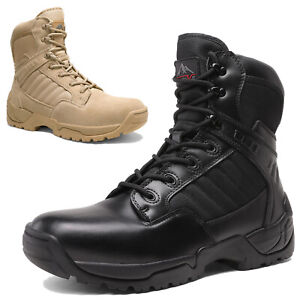US Men's Military Tactical Boots Side Zipper Motorcycle Combat Work Hiking Boots