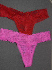 2 New Victoria's Secret Pink Red Thong Panty Lot L Large
