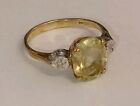 Vintage Solid 9ct Gold Peridot? & Diamond Engagement Ring  9K Hallmarked UK I