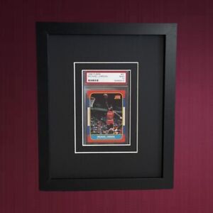 Stylish Black Wood Frame With Two Black Mats/White Core for PSA Graded Cards