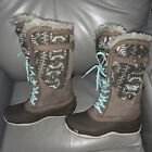 The North Face Boots Winter Tall Sweater Knit Leather Brown Prima Loft Size 8