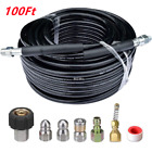 50/100/150FT Drain Cleaning Hose Sewer Jetter Nozzles Kit for Pressure Washer US