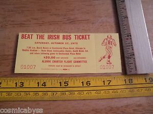 1973 USC vs Notre Dame Football Beat the Irish bus ticket FULL unused