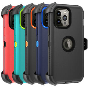 For iPhone 15 Pro Max 14 13 12 11 Shockproof Case Defender Cover With Belt Clip