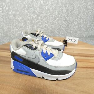 Nike Air Max 90 LTR Sneaker Toddler 10C White Royal Blue Gray Shoe CZ9444-100