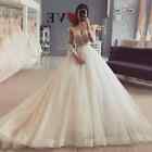 Wedding Dresses Elegant Sweetheart A-line Sheer Applique Long Sleeve Bridal Gown