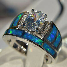 2pcs/set Fashion 925 Silver Rings Cubic Zirconia Women Wedding Jewelry Size 5-10