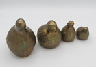 Vintage Brass Quail Partridges Bird Figurines Paperweights Statues Lot of 4