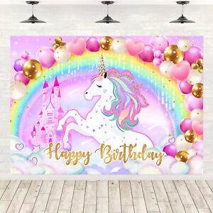 New ListingPink Unicorn Backdrop Girls Birthday Party Photo Background Banner Supplies