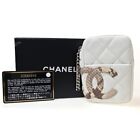 CHANEL CC Logo Cambon Cigarette Case Exotic Leather White SHW France 80EA769