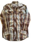 NWT Rafter C Pearl Snap Plaid Men’s Size L Long Rodeo Cowboy Western Cavender’s