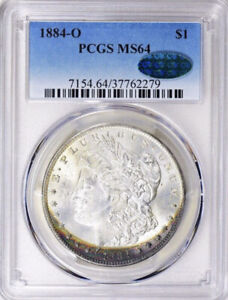 1884-O PCGS & CAC MS64 Crescent Toned Morgan Silver Dollar