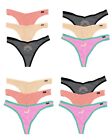 Victoria's Secret PINK Ribbed Cotton Thong Panties Lot Set of 3 Colorful Large