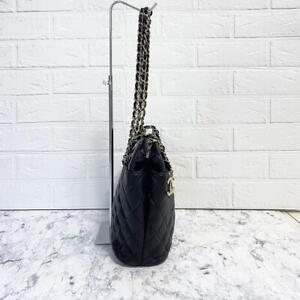 Chanel Quilted Coco Charm Chain Shoulder Bag Lambskin Black CC Logo Mark Black