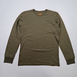 Alpha Industries Mens T Shirt Green XL Long Sleeves Pocket Tee Cotton Top