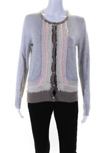 J Crew Collection Womens Cashmere Cardigan Twinset Gray Pink Size Medium
