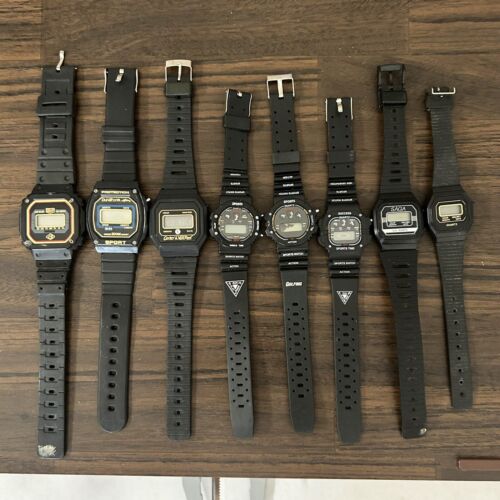 Lot Of 9 Vintage LCD Watches All Are Untested Men’s Women’s Kids Lot