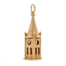 Yellow Gold Steeple Charm - 14k Spire Bell Tower Pendant
