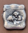 VINTAGE UNGER BROTHERS CHATELAINE STAMP CASE LOVES DREAM CHERUB STERLING (USED)