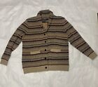 PJ PAUL JONES Men's Fair Isle Cardigan Sweater Shawl Collar Long Sleeve Size L