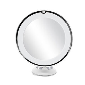 Tabletop 10X Magnification Makeup Mirror With LED Light Single Sided Rotatable