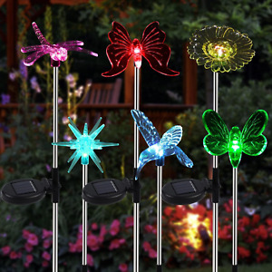 New Listing6 Pack Solar Garden Stake Lights, Solar Butterfly Figurine Lights, Multi-Color