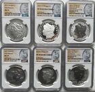 2023 Morgan Silver Dollars & Peace NGC MS70/PF70 6 complete Set