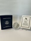 2012 W Burnished/Satin American Silver Eagle Dollar, 1oz .999 Silver, Box & COA