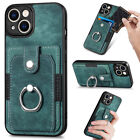 For iPhone 15 14 13 Pro Max 12 11 Leather Card Slot Wallet RingHolder Case Cover