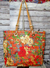 Sakroots Artist Circle Coated Canvas Tote Bag Orange Floral