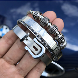 2021 Fashion New Titanium Steel Roman Numerals  Bracelet Bangle Men Jewelry Gift