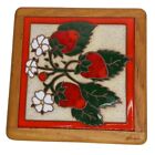 Vintage Strawberry Fruit Ceramic Tile Kitchen Trivet With Wood Oak Frame 7