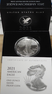 2021-W American Silver Eagle 1oz Silver Proof Coin OGP Box & COA - FREE SHIP!