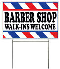18x12 Inch BARBER SHOP WALK-INS WELCOME Yard Sign with Stake - wb1s