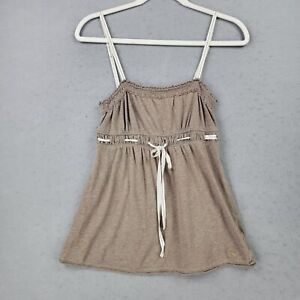 Abercrombie & Fitch Y2K Babydoll Top Womens S Brown Milkmaid Coquette Cute 2000s