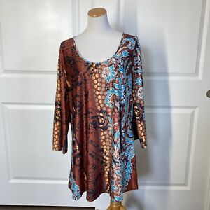 Lily by Firmiana womens 4XL plus size 3/4 sleeve pullover tunic top blouse shirt