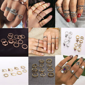 US Bulk Lot Knuckle Stacking Bands Midi Mid Above Joint Rings Punk Finger Tip