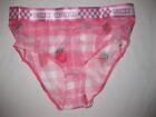 Shein kawaii sheer mesh plaid strawberry print panties S pink nip