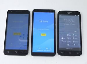 New ListingLot of 3 Alcatel 5044R 5002R A564C Android Smartphones - For Parts
