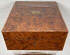 Antique English Georgian Burl Amboyna Wood Dresser Box Jewelry Case 19th century