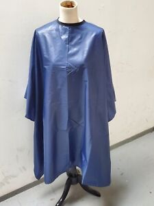 Navy blue Chemical and cutting cape with snap closure
