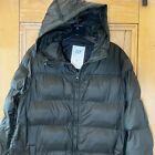 GAP Mens Hooded Water Repellant Puffer Jacket Size Small Green Black Grass NEW