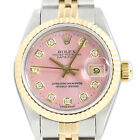 Rolex Ladies Datejust 18K Yellow Gold & Stainless Steel Pink Diamond Watch 69173
