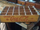 Yellow Wooden Coca-Cola 24 Bottle Crate Carrier with Dividers
