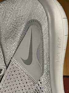 Nike Free Run Motion FlyKnit 880845 Gray Silver Running Shoes Mens 10 FREE Shipn