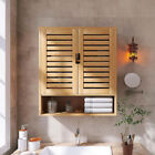 Double-Door Bamboo Bathroom Wall Cabinet Medicine Cabinet Storage Organizer Rack